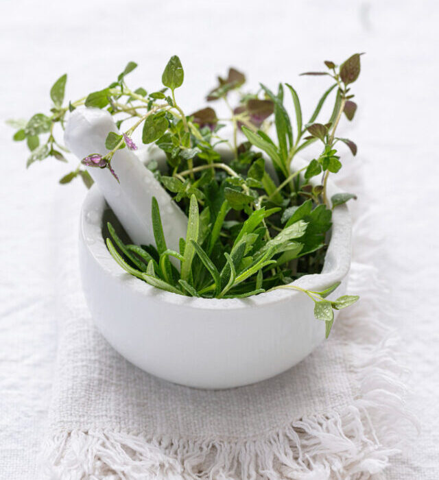green-herbs-mortar-food-photography